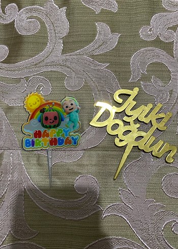 Altın Renkli İyi Ki Doğdun Pasta Süsü - Görsel 2