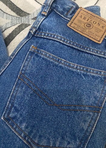 Düğmeli Mavi Bol Kesim Denim Kadın Pantolon - Görsel 4