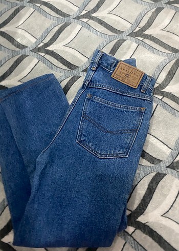 Düğmeli Mavi Bol Kesim Denim Kadın Pantolon - Görsel 2