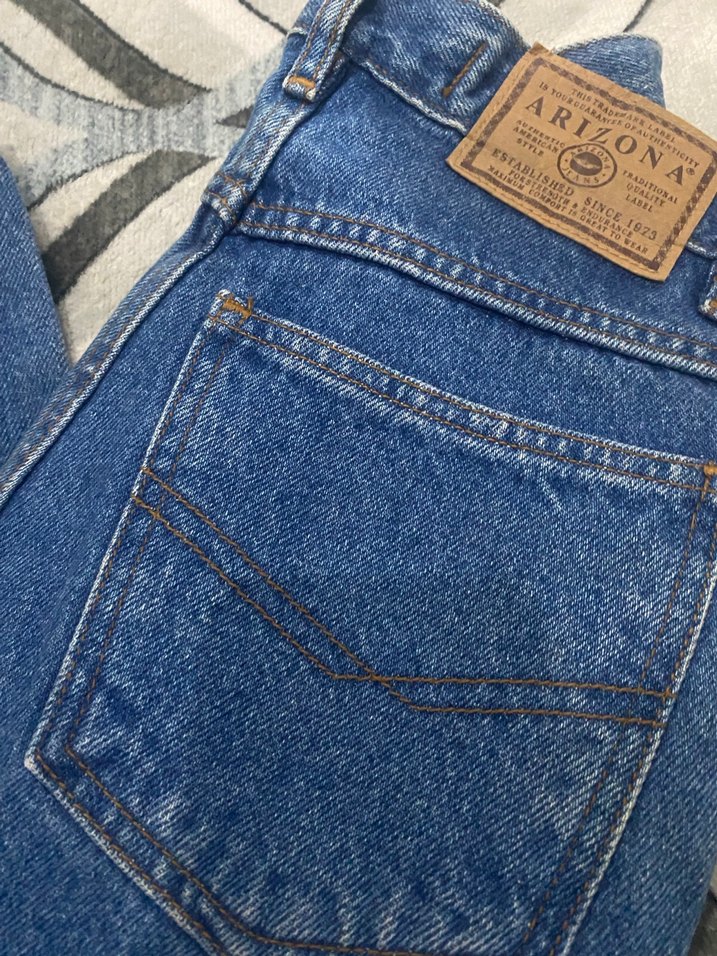 Düğmeli Mavi Bol Kesim Denim Kadın Pantolon - Görsel 4