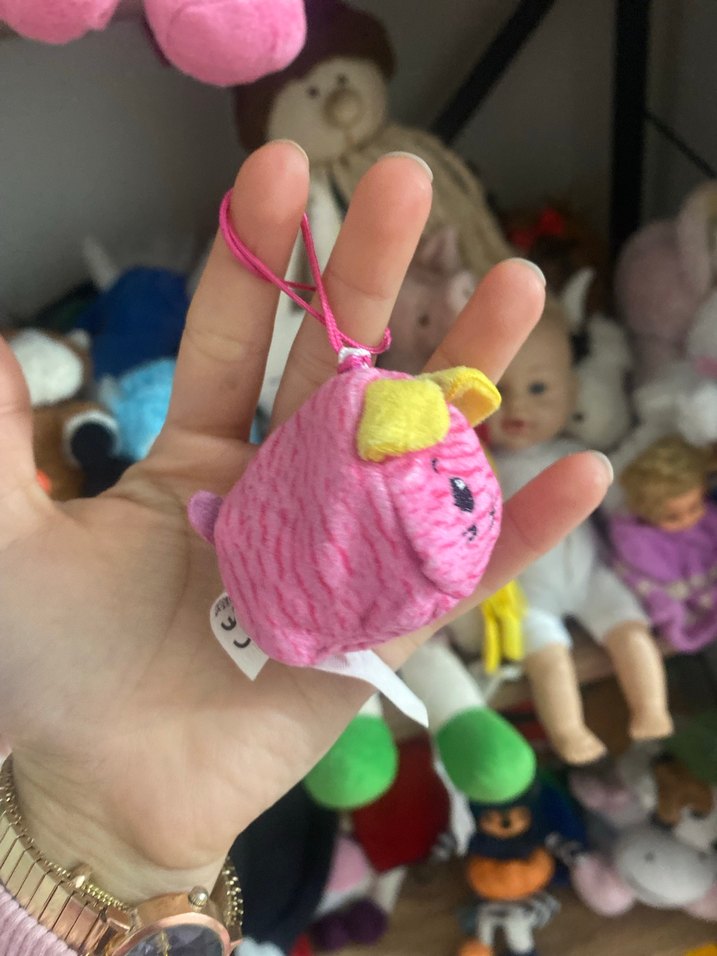 Renkli Pembe Peluş Oyuncak Anahtarlık - Görsel 2