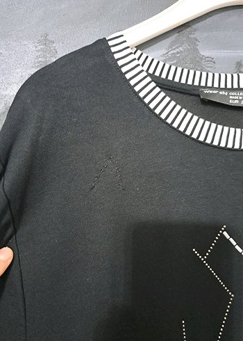xxl Beden Siyah Baskılı Uzun Kollu Salaş Tunik