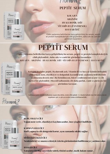 Homm Peptit Serum ve Krem Seti Beige - Görsel 3