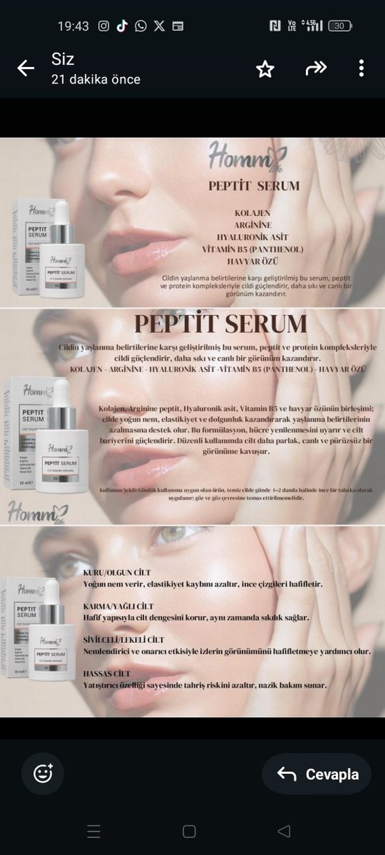 Homm Peptit Serum ve Krem Seti Beige - Görsel 3