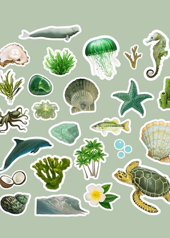 deniz temalı sticker set 3 sayfa - Görsel 3