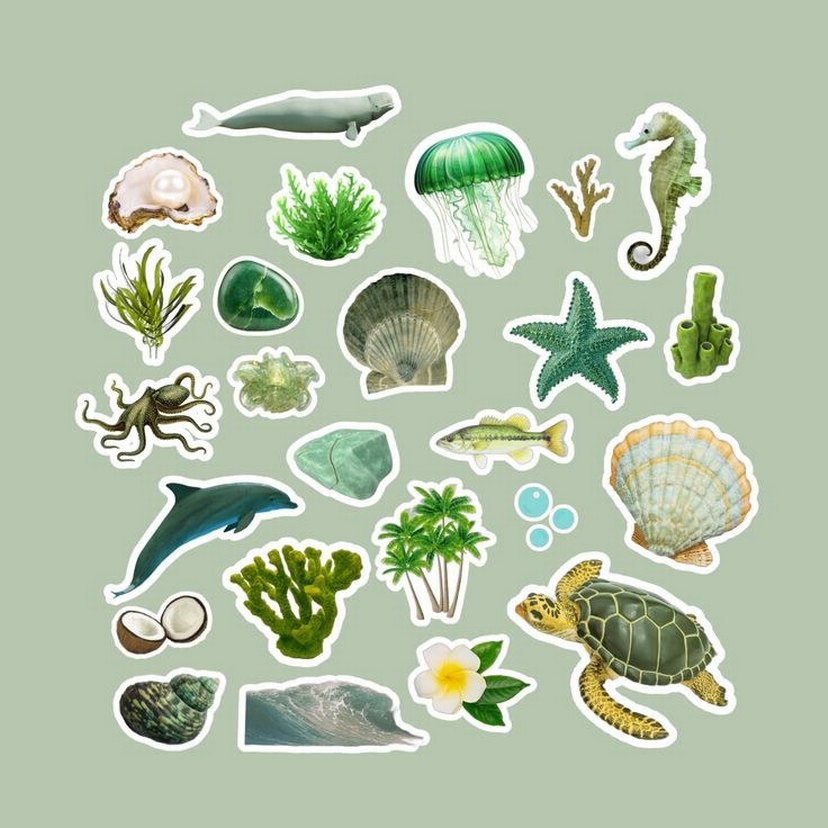 deniz temalı sticker set 3 sayfa - Görsel 3