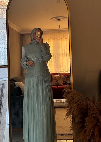 40 Beden turkuaz Renk Turkuaz Bohem Uzun Kollu Salaş Elbise