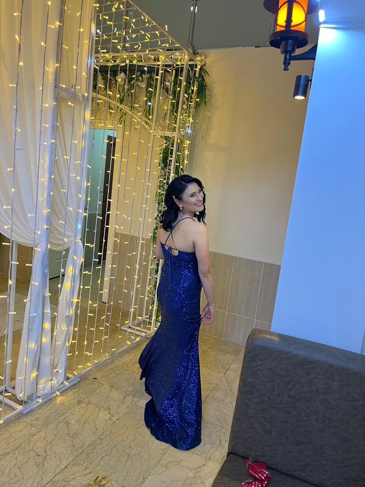 Parlak Mavi Straplez Uzun Abiye Elbise - Görsel 2