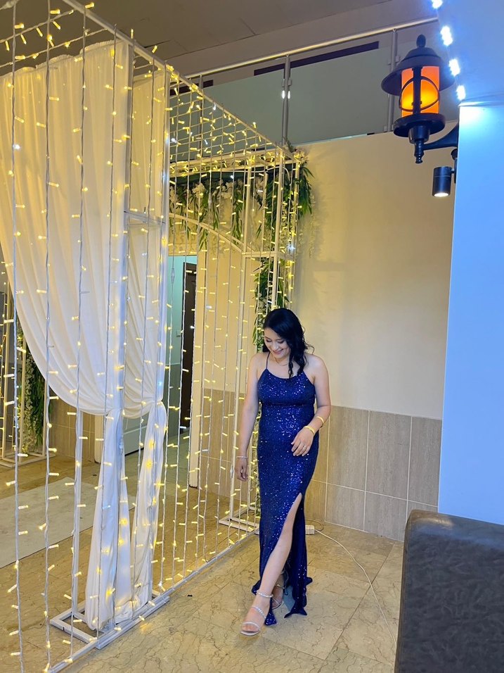 Parlak Mavi Straplez Uzun Abiye Elbise - Görsel 3