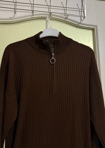 Kahverengi Uzun Triko Kadın Elbise - Görsel 2