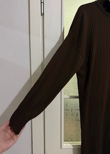 Kahverengi Uzun Triko Kadın Elbise - Görsel 3