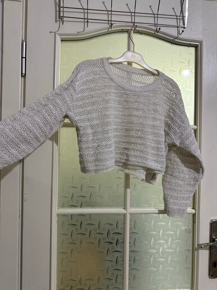 Beyaz  Örgü Kadın Triko Kazak - Görsel 3