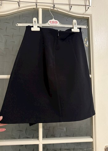 Düğmeli Siyah Mini Etek - Görsel 2