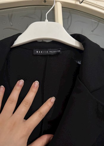 Düğmeli Siyah Uzun Kadın Blazer Ceket - Görsel 2