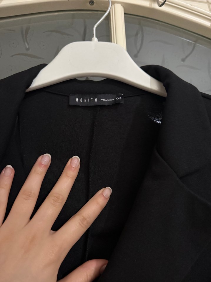 Düğmeli Siyah Uzun Kadın Blazer Ceket - Görsel 2