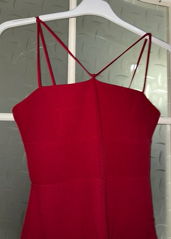 Bordo Drapeli Straplez Uzun Kadın Abiye Elbise - Görsel 2