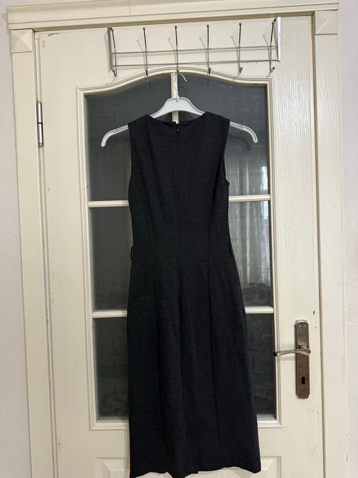 Gri V Yaka Fermuarlı Kadın Yelek - Görsel 3