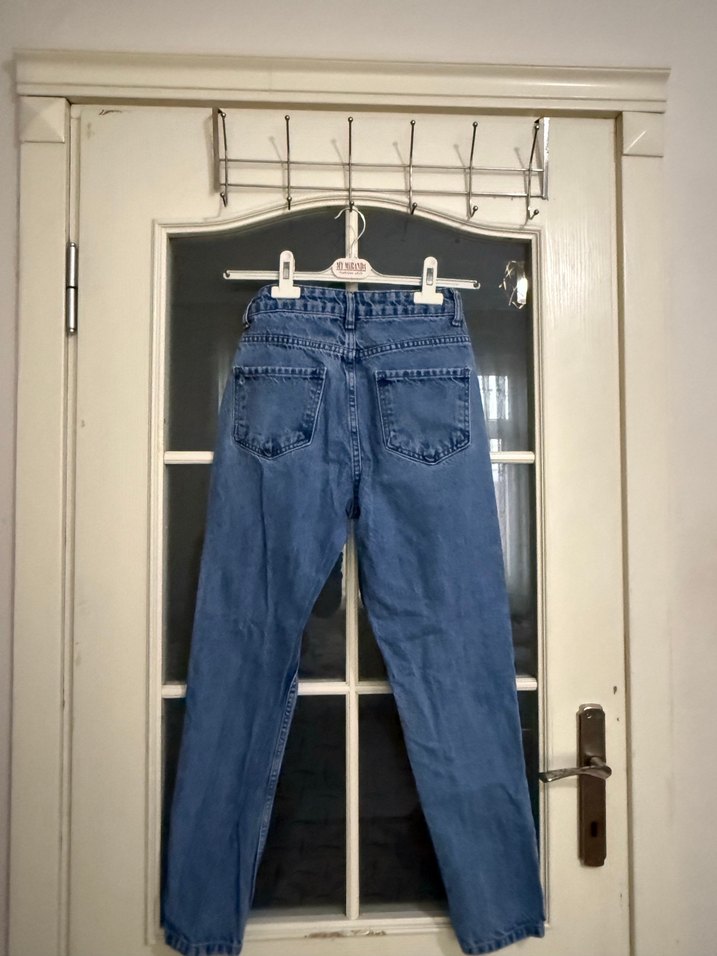 Kadın Mavi Bol Kesim Kot Pantolon - Görsel 3