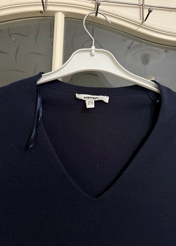 Lacivert V Yaka Uzun Kollu Triko Elbise- tunik - Görsel 2