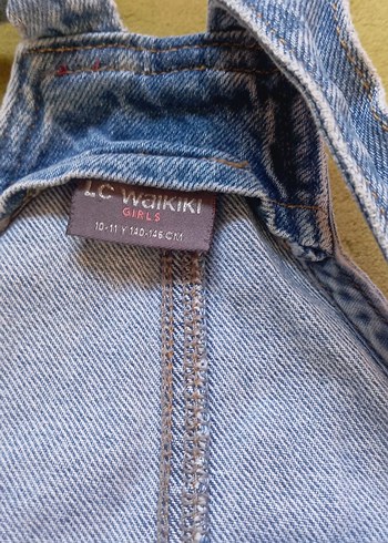 Kızlar için düğmeli kot salopet elbise - Görsel 3