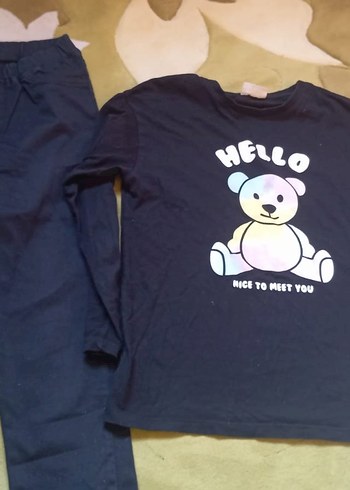 Kız Çocuk Lacivert Baskılı Sweatshirt ve Pantolon - Görsel 6