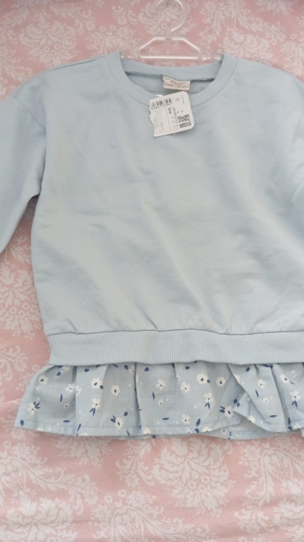 Mavi Kız Sweatshirt Fırfırlı Alt Uç - Görsel 5