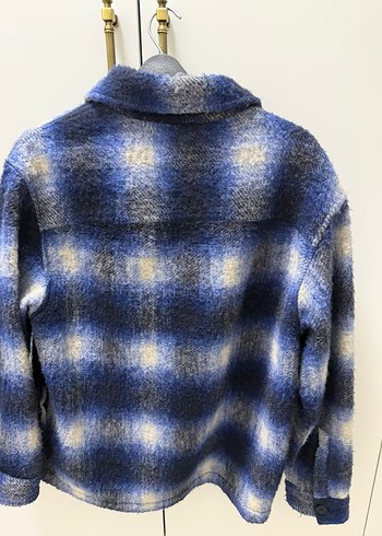 Düğmeli Mavi Gri Yün erkek gömlek - Görsel 2