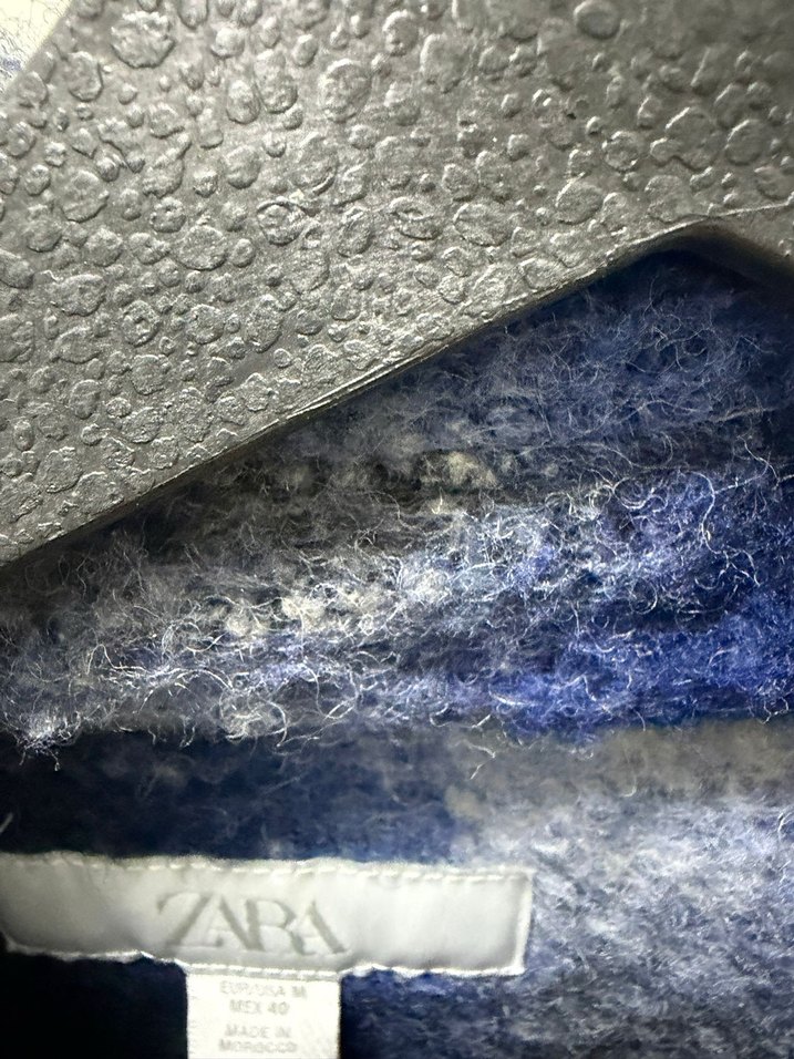 Düğmeli Mavi Gri Yün erkek gömlek - Görsel 3