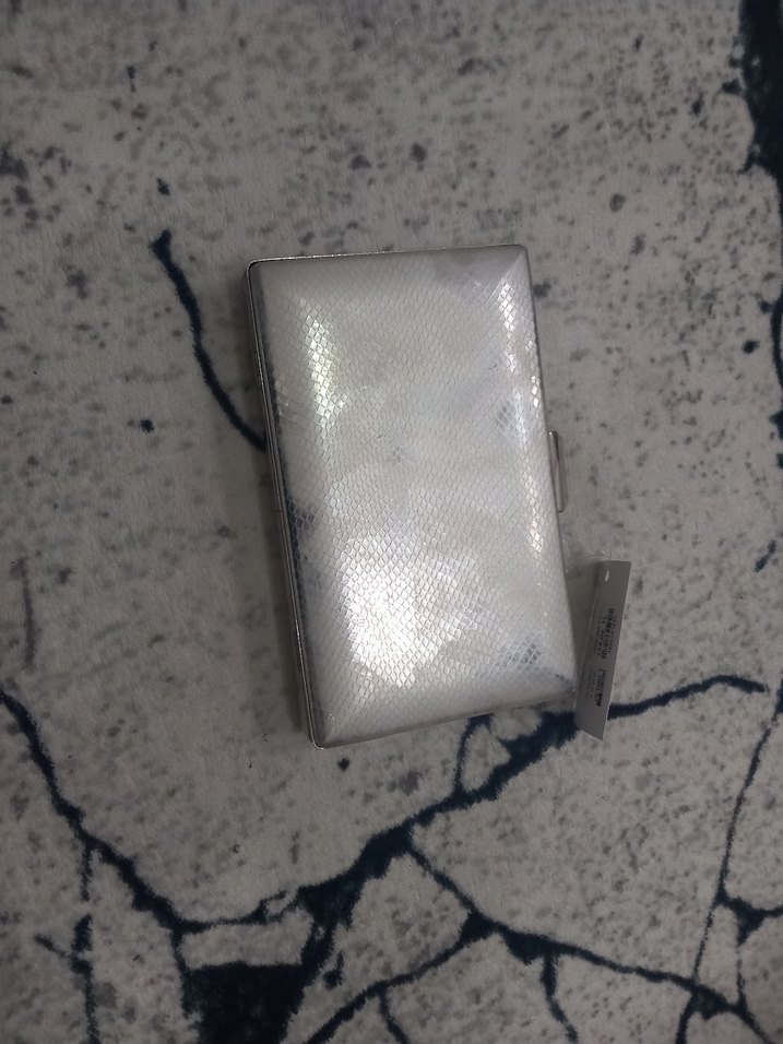 Metal Tokalı Beyaz Yılan Desenli Kadın Clutch Çanta - Görsel 2