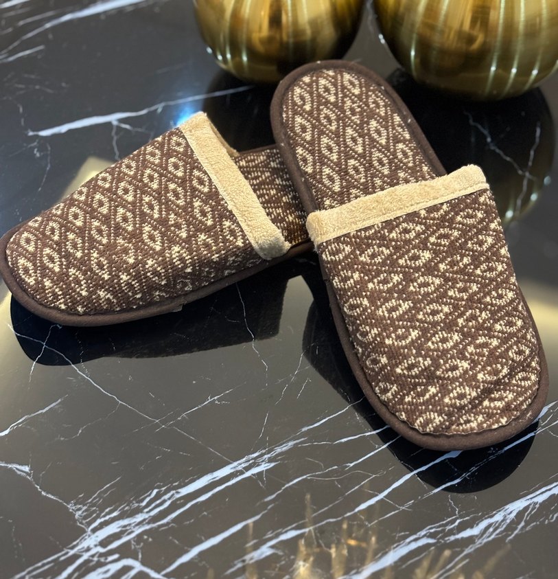 Örgü  Kahverengi Erkek Ev Terliği - Görsel 3