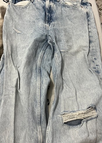 Gri Bol Kesim Kadın Midi Kot Pantolon