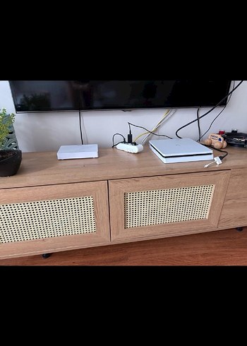 Diğer Vivense Ahşap TV Ünitesi Hasır Detaylı
