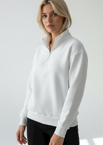 Diğer Yüksek Yaka Beyaz Kadın Sweatshirt