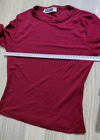 Bordo Uzun Kollu kız tişört kumaşı esnek - Görsel 2