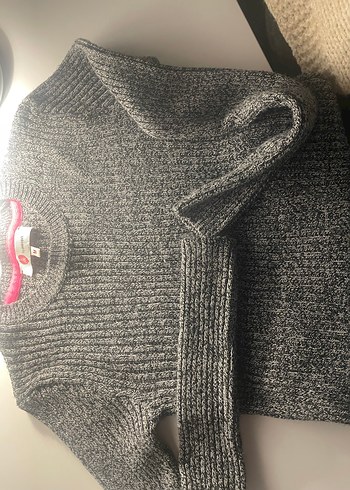 Gri Kadın Triko Yün Kazak - Görsel 3