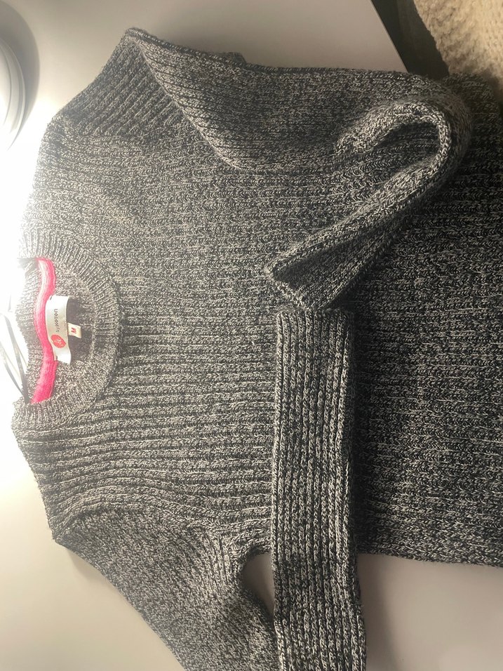 Gri Kadın Triko Yün Kazak - Görsel 4