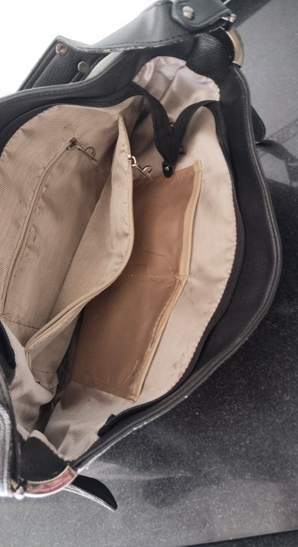 Gri Siyah Deri Kadın Çanta - Görsel 3