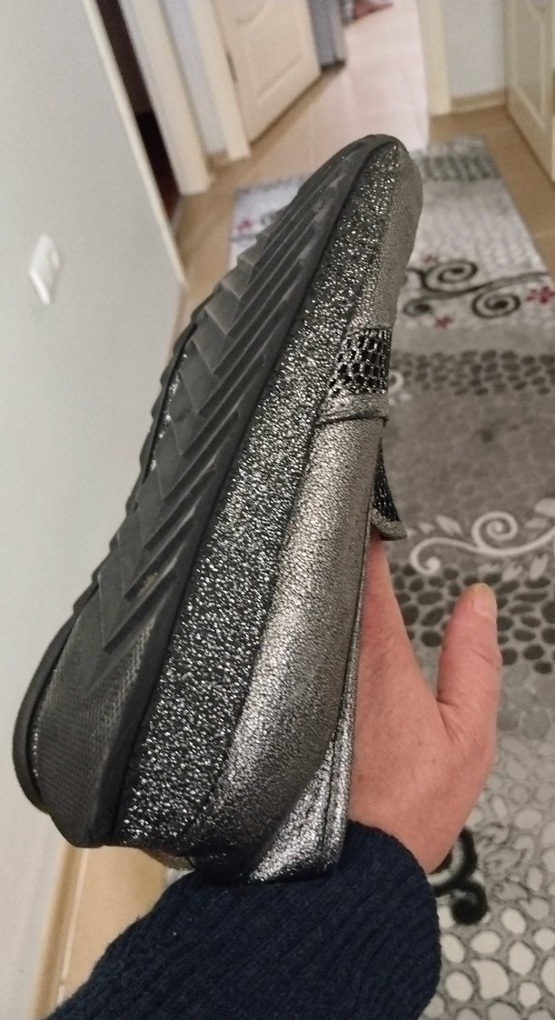 Gri Yılan Desenli Dolgu Topuklu Sneaker - Görsel 3