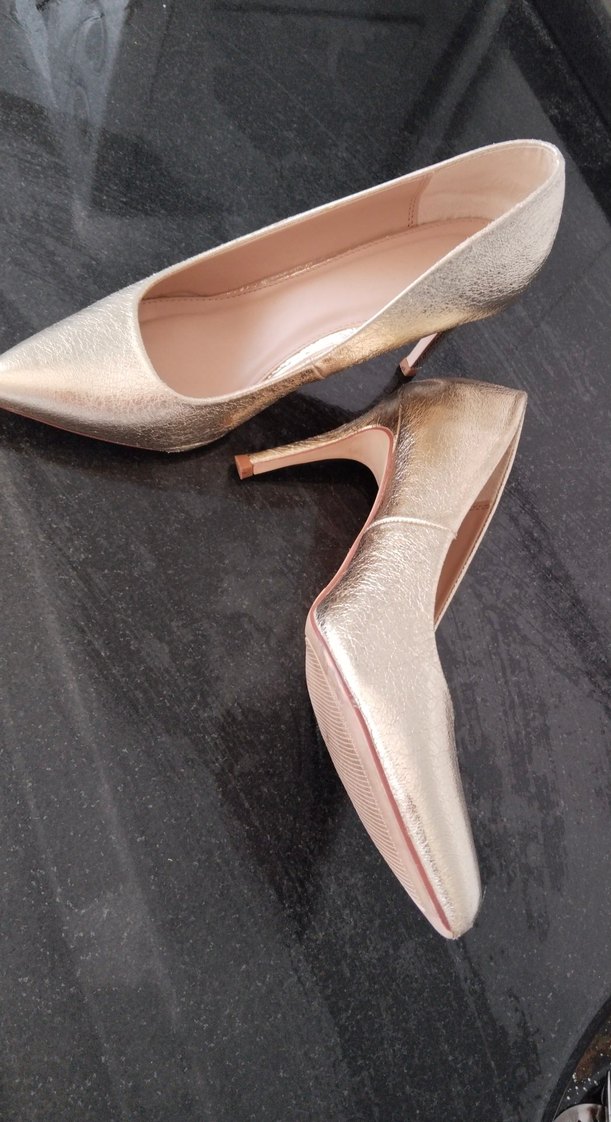 Altın Rengi Stiletto Topuklu Kadın Ayakkabı - Görsel 2