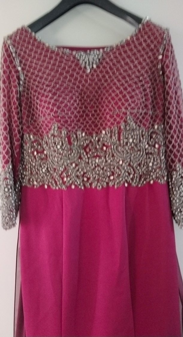 Bordo Uzun Kollu Payetli Abiye Elbise - Görsel 3