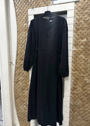 Kadın denim balon kol tesettür elbise - Görsel 2