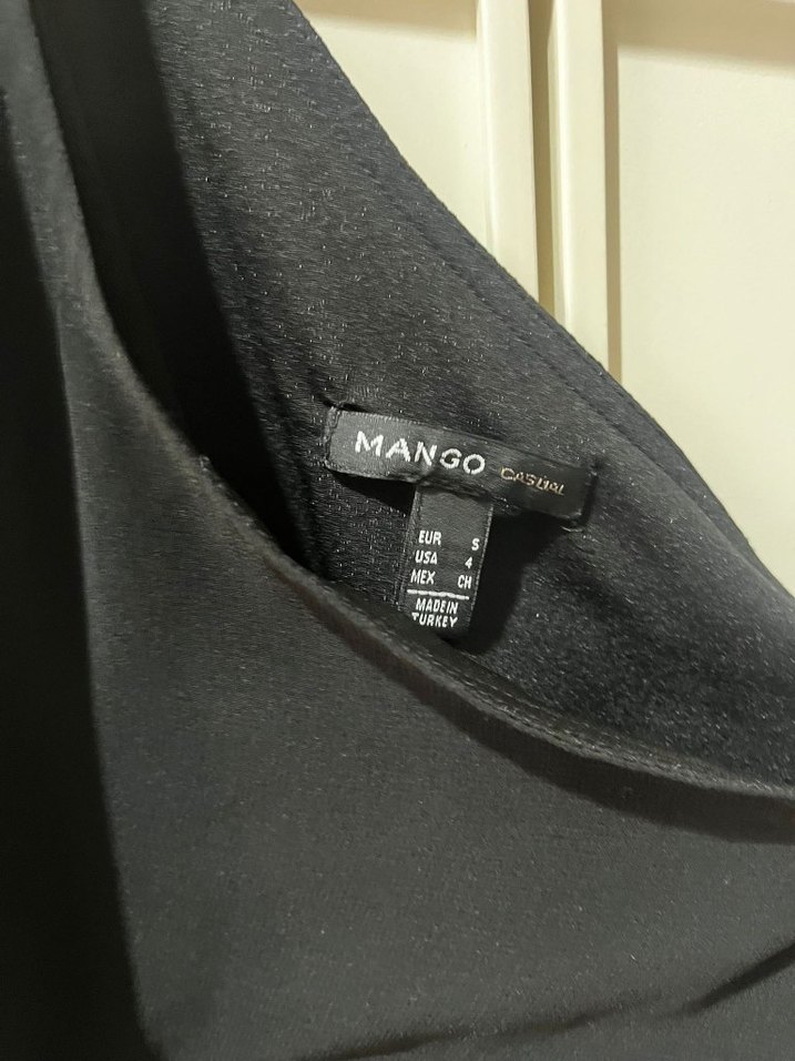 MANGO Siyah Drapeli Mini Tek Omuz Elbise - Görsel 5