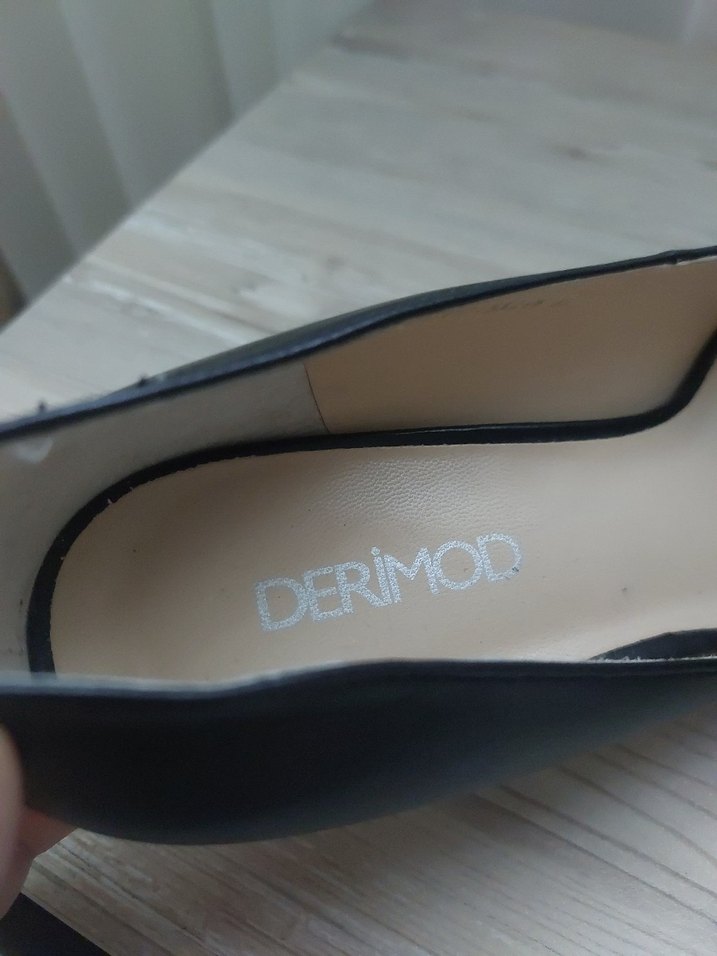 DERIMOD Kadın Siyah Deri Stiletto Topuklu Ayakkabı - Görsel 4