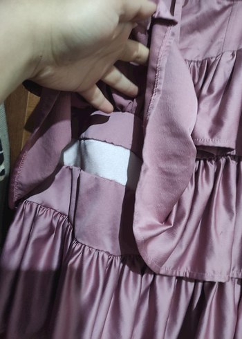 Pembe Renk Kat Kat Volanlı Midi Elbise - Görsel 4