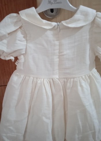 18-24 Ay Beden beyaz Renk Kız Çocuk Beyaz Keten Vintage Elbise