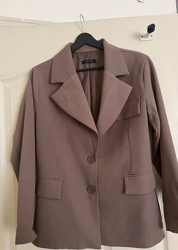 Düğmeli Bej Kadın Blazer Ceket - Görsel 3