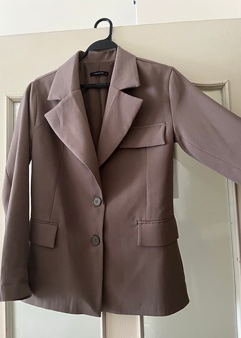 Düğmeli Bej Kadın Blazer Ceket - Görsel 4