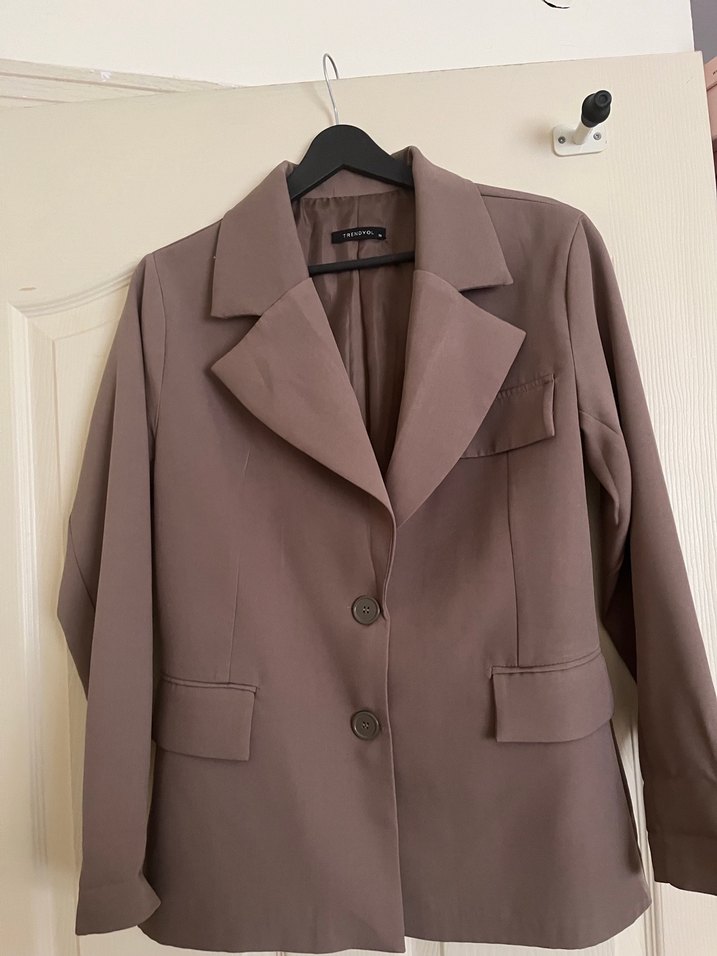 Düğmeli Bej Kadın Blazer Ceket - Görsel 3