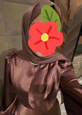40 Beden kahverengi Renk MOOLISA Bera Abiye Gül Kurusu