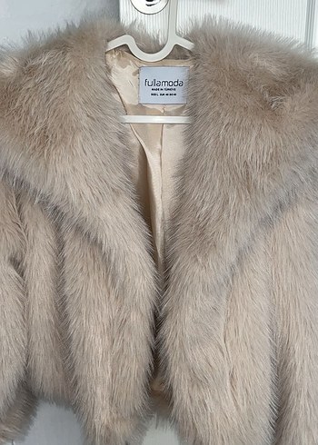 Bej Kadın Midi Suni Kürk Ceket - Görsel 2